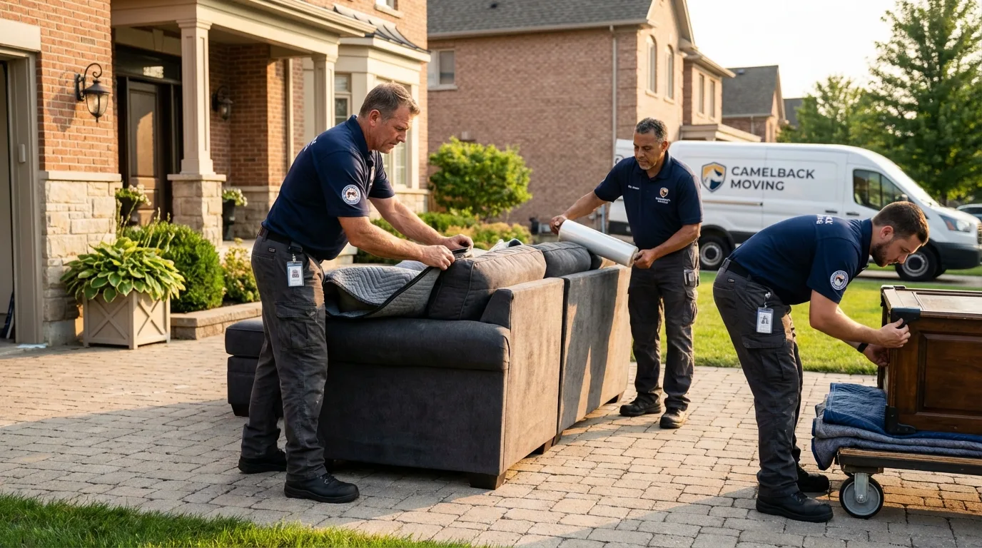 Large estate moving crew wrapping furniture in Overton, TX